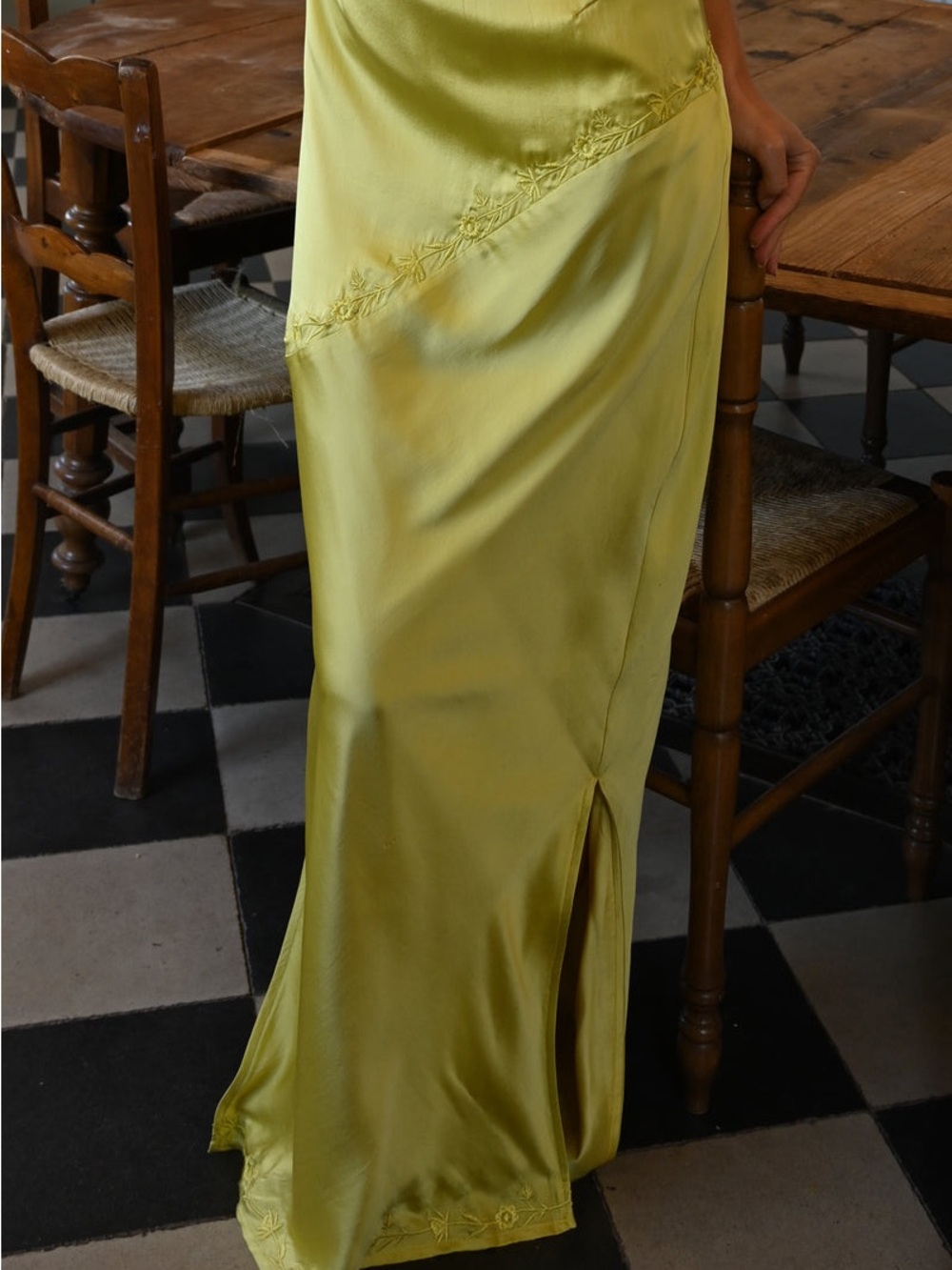 Yellow The Label Nina Silk Dress - Chartreuse - Picture 8 of 11